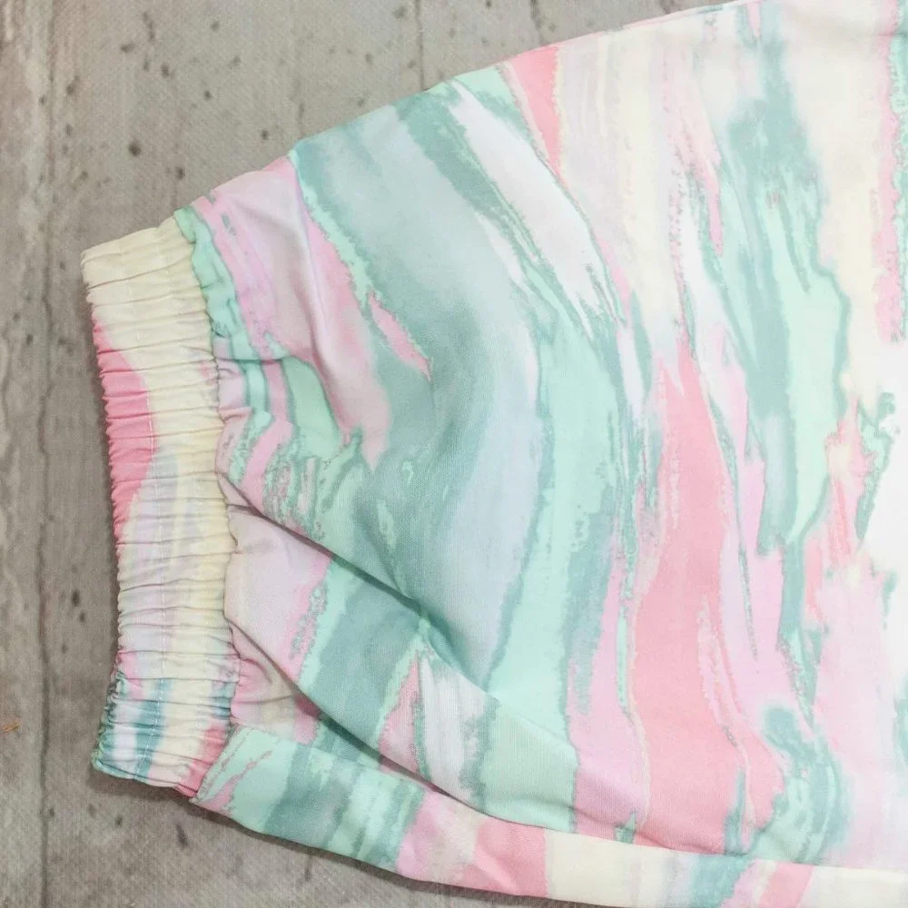 NWT adidas Relaxed Fit Multi-pink, green, cream Marble Dye Nylon Track P…